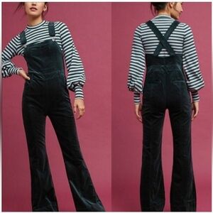Anthropologie Pilcro and the letterpress black velvet overalls jumpsuit